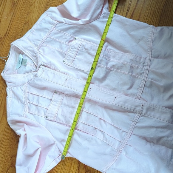 Christopher & Banks Pale Pink Peplum Button Down 100% Cotton Jacket Size X - Picture 8 of 9